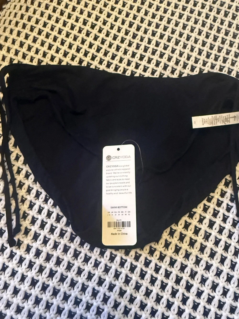 NWT - CRZ YOGA Black Side Tie Swim Bottom medium rise size L